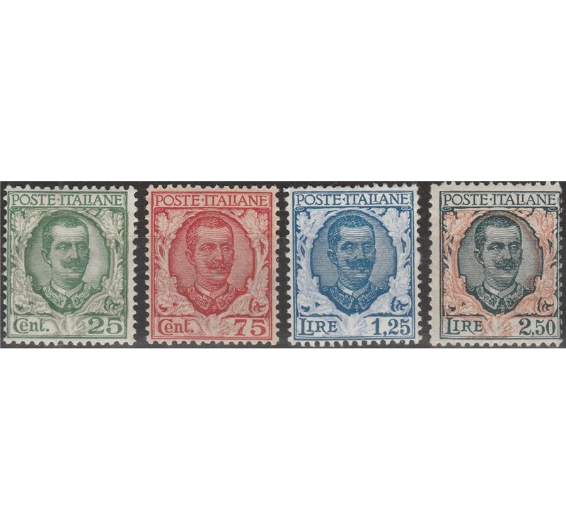 Italia  1926 - Floreale la serie. Cert.: Italia Colleziona. Cat. €375 (**)