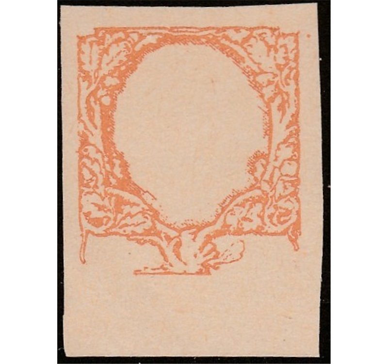 Italia  1926 - Floreale L. 2,50 Prova della cornice in arancio non dentellata e senza filigrana Cat. € 1500 (**)