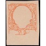 Italia  1926 - Floreale L. 2,50 Prova della cornice in arancio non dentellata e senza filigrana Cat. € 1500 (**)