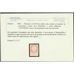 Italia  1926 - Floreale L. 2,50 Prova della cornice in arancio non dentellata e senza filigrana Cat. € 1500 (**)