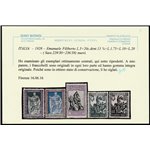 Italia 1928 - Emanuele Filiberto la serie di 13 valori. Cert.: Biondi. Cat € 1875 (**)