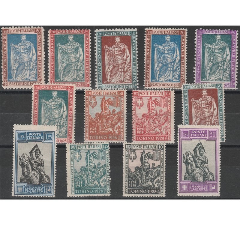 Italia 1928 - Emanuele Filiberto la serie con i dent. speciali. Cat. € 1875 (**)
