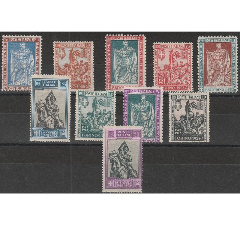 Italia 1928 - Emanuele Filiberto la serie di 10 valori.  Cat € 700 (**)