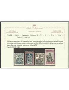 Italia 1928 - Emanuele Filiberto la serie di 10 valori.  Cat € 700 (**)