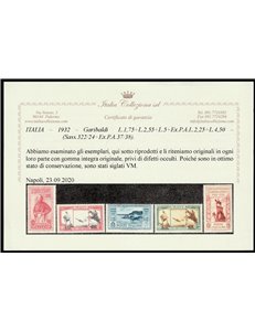 Italia 1932 - Garibaldi la serie. Cert.: Italia Colleziona. Cat. € 825 (**)