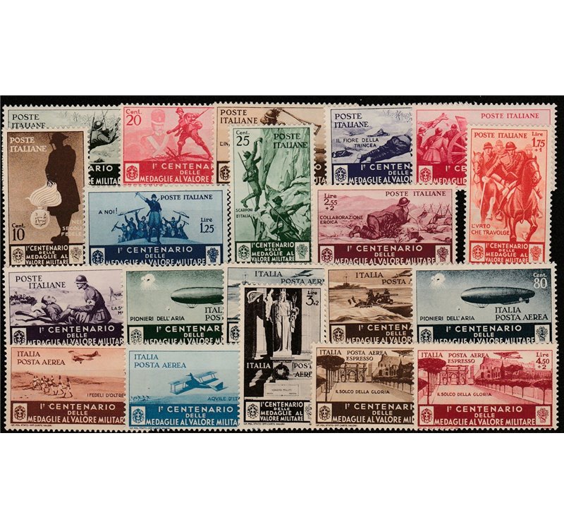 Italia 1934 - Medaglie al Valore Militare - la serie completa. Cert.: Biondi. Cat. € 800 (**)