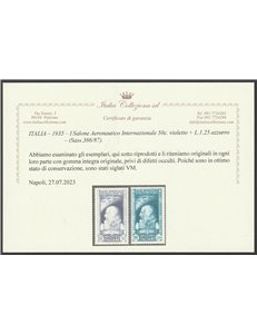 Italia 1935 - Salone Aereonautico la serie. Cert.: Italia Colleziona. Cat. € 1800 (**)