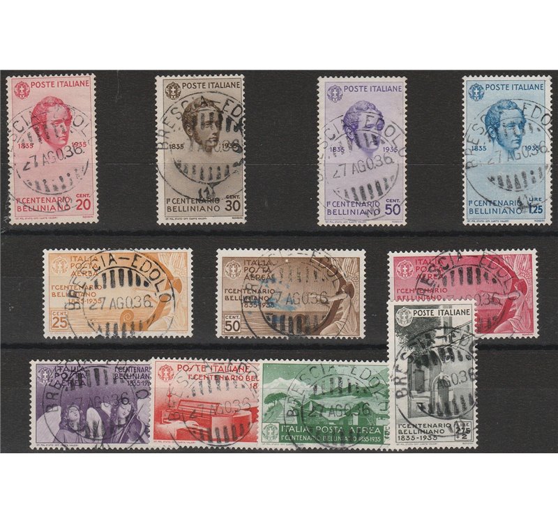 Italia 1935 - Bellini la serie con annulli originali in data Cert.: Italia Colleziona. Cat. € 2250 (U)