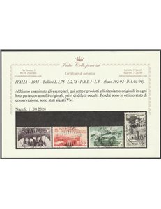 Italia 1935 - Bellini la serie con annulli originali in data Cert.: Italia Colleziona. Cat. € 2250 (U)