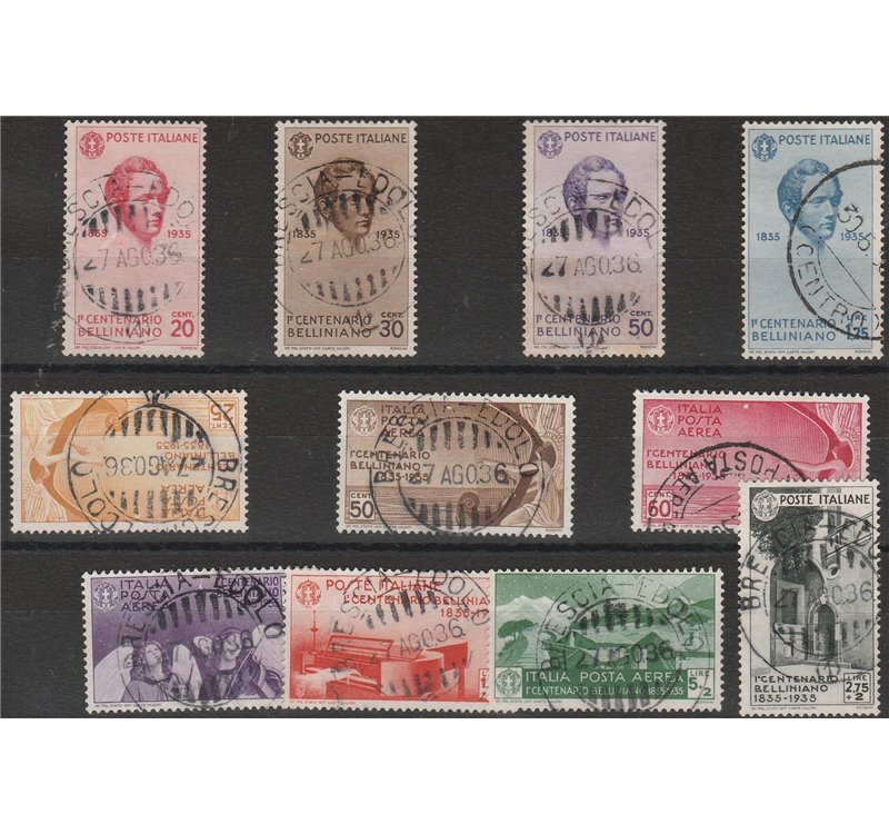 Italia 1935 - Bellini la serie con annulli originali in data Cert.: Italia Colleziona. Cat. € 2250 (U)