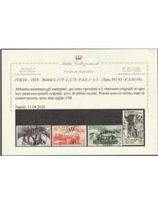 Italia 1935 - Bellini la serie con annulli originali in data Cert.: Italia Colleziona. Cat. € 2250 (U)