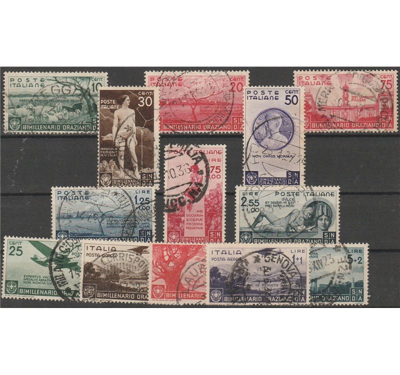 Italia 1936 - Bimillenario Oraziano la serie completa. Con annulli originali. 2 Cert.: Biondi. Cat. € 2450 (U)