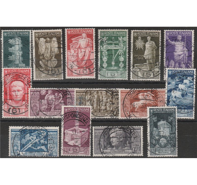 Italia 1937 - Augusto la serie con annulli originali in data Cert.: Italia Colleziona. Cat. € 1800 (U)