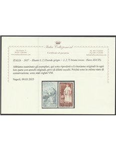Italia 1937 - Illustri la serie con annulli originali Cat. € 950 (U)