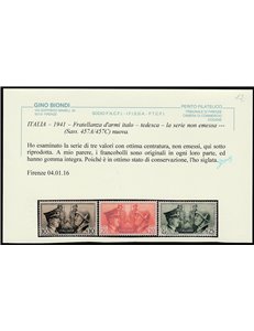 Italia 1941 - Asse Italo-tedesca. la serie non emessa Cat. € 500 (**)