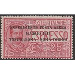 Italia 1917 - Posta Aerea Volo Torino - Roma - Torino 25 c. rosso Cat. € 90 (**)