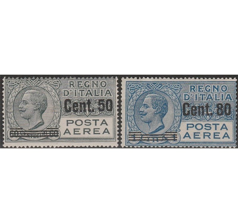 Italia 1926-28 - Posta Aerea Vittorio Emanuele II la serie Sovrastampata Cat. € 325 (**)