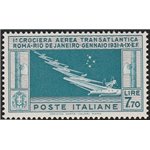 Italia 1930 - Posta Aerea Crociera Transatlantica L. 7,70 celeste grigio, ottimamente centrato  Cat. € 1625 (**)