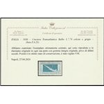 Italia 1930 - Posta Aerea Crociera Transatlantica L. 7,70 celeste grigio, ottimamente centrato  Cat. € 1625 (**)