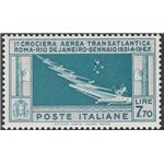 Italia 1930 -Posta Aerea Crociera Transatlantica balbo L. 7,70 celeste grigio Cert.: Italia Colleziona. Cat. € 1300 (**)