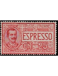 Italia 1903 - Espresso Vitt. Emanuele III 25 c. rosso Cert.: Italia Colleziona. Cat. € 225 (**)