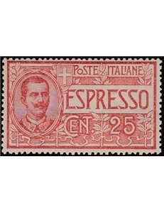 Italia 1903 - Vitt. Emanuele Espresso 25 c. rosso Cert.: Italia Colleziona. Cat. € 225 (**)