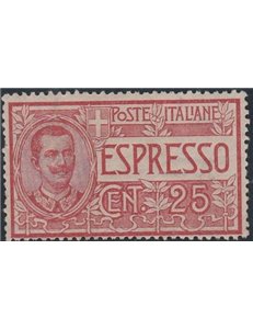 Italia 1903 - Vitt. Emanuele III Espresso 25 c. rosso Cat. € 225 (**)