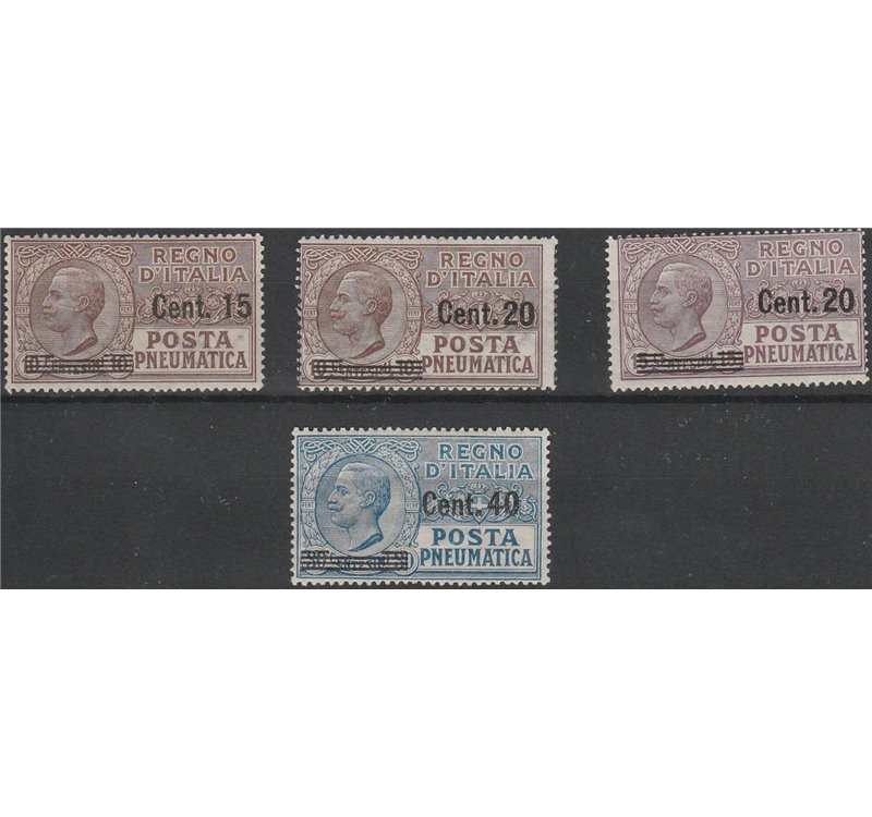 Italia 1924-25 - Posta Pneumatica Francobolli del 1913-23 con nuovi valori in Sovrastampa la serie. Cat. € 135 (**)