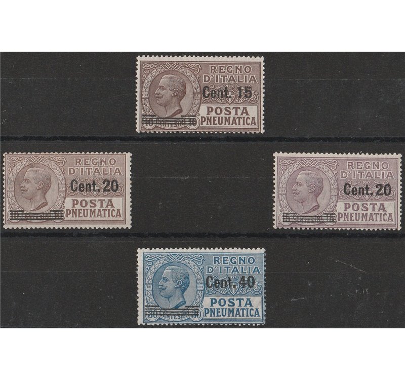 Italia 1924-25 - Posta Pneumatica Vitt. Emanuele la serie con Sovrastampe dei nuovi valori Cat. € 135 (**)