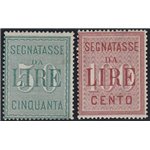 Italia 1884 - Segnatasse Cifre bianche su fondo colorato. Alti Valori, la serie. Cert.: Italia Colleziona. Cat. € 300 (**)