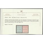 Italia 1884 - Segnatasse Cifre bianche su fondo colorato. Alti Valori, la serie. Cert.: Italia Colleziona. Cat. € 300 (**)
