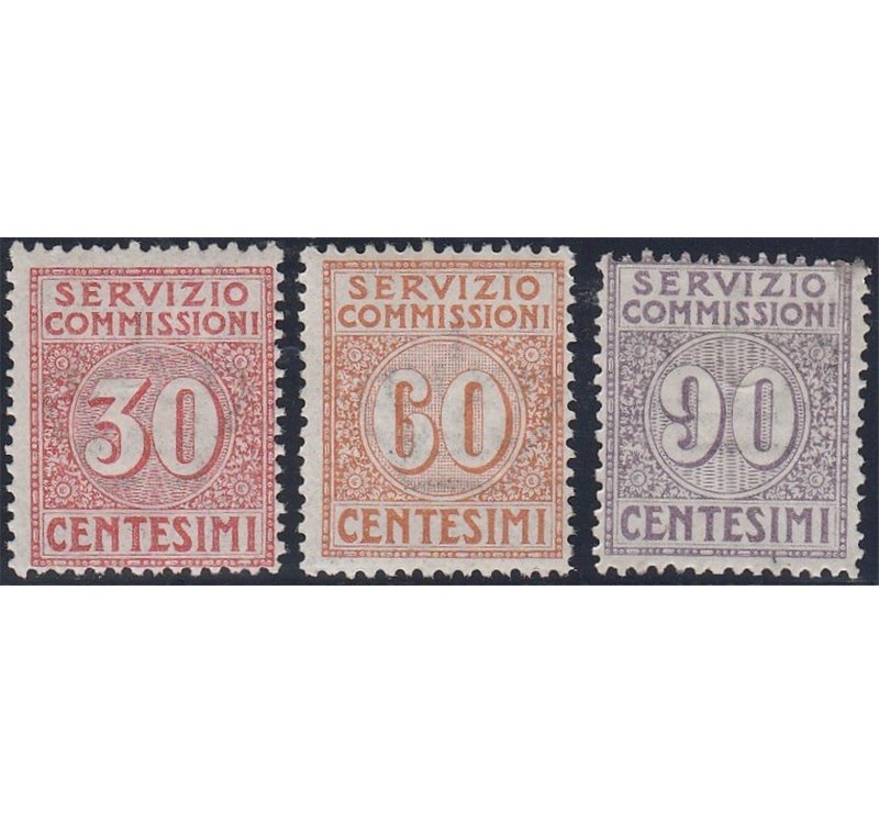 Italia 1913 - Servizio commissioni cifra in un cerchio la serie. Cert.: Italia Colleziona. Cat. € 750 (**)