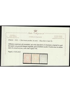 Italia 1913 - Servizio commissioni cifra in un cerchio la serie. Cert.: Italia Colleziona. Cat. € 750 (**)