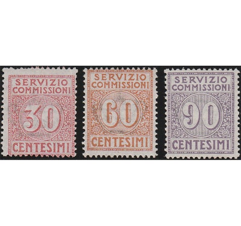 Italia 1913 - Servizio commissioni cifra in un cerchio la serie. Cert.: Italia Colleziona. Cat. € 750 (**)