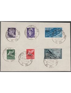 Italia 1942 - Imperiale con sovr. "PM", la serie su frammenti con annulli originali di "Posta Militare 10" Cat. € 400 (U)