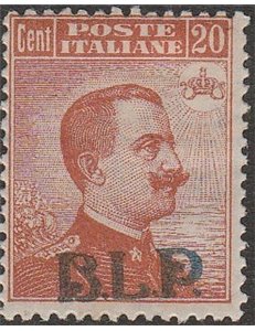 Italia 1921 - Tipo Michetti 20 c. arancio con sovrastampa "B.L.P." del I tipo Cat. € 2500 (*)