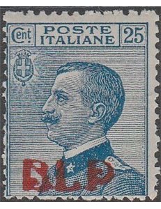 Italia 1921 - Michetti 25 c. azzurro con sovrastampa litografica "B.L.P." del I tipo Cat. € 1400 (**)