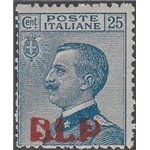 Italia 1921 - Michetti 25 c. azzurro con sovrastampa litografica "B.L.P." del I tipo Cat. € 1400 (**)