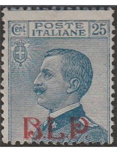 Italia 1921 - Michetti 25 c. azzurro con sovrastampa "B.L.P." litografica del I tipo Cat. € 1400 (**)