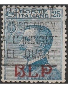 Italia 1921 - B.L.P. Michetti 25 c. azzurro con sovr. "BLP" rossa del I tipo Cert.: Italia Colleziona. Cat. € 450 (U)