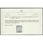 Italia 1921 - B.L.P. Michetti 25 c. azzurro con sovr. "BLP" rossa del I tipo Cert.: Italia Colleziona. Cat. € 450 (U)