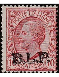 Italia 1922-23 - B.L.P. tipo Leoni 10 c. rosa con sovrastampa litografica "BLP" del II tipo Cat. € 650 (**)
