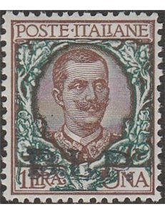 Italia 1922-23 - B.L.P. Floreale L. 1 bruno e verde con sovrastampa litografica "BLP" del II tipo Cat. € 13000 (**)