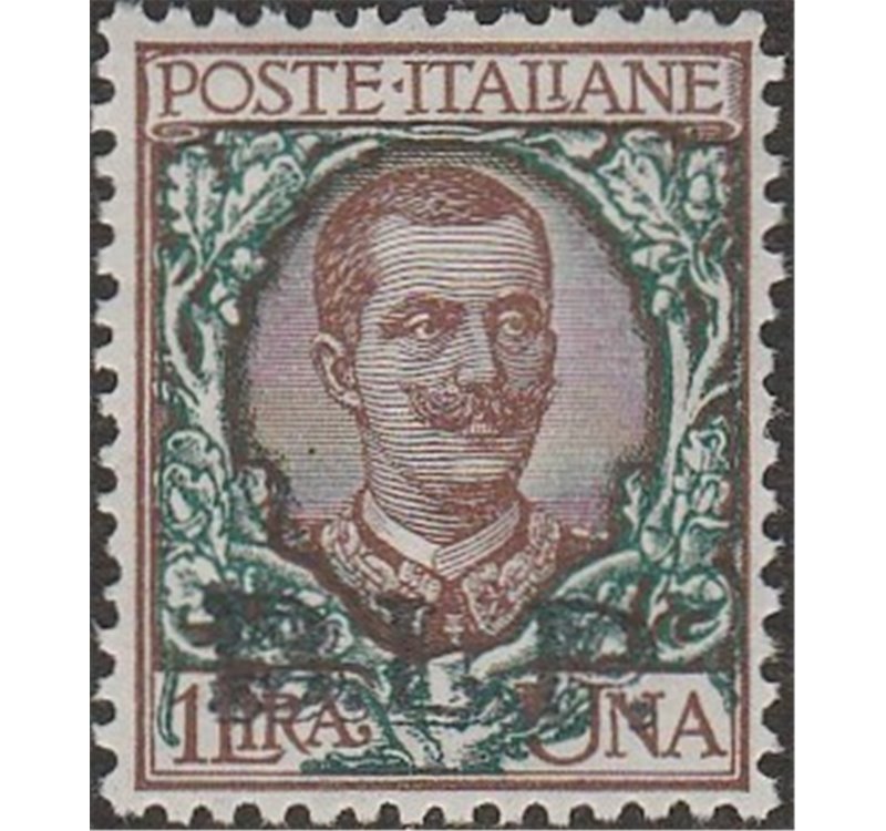 Italia 1922-23 - B.L.P. Floreale L. 1 bruno e verde con sovrastampa litografica "BLP" del II tipo Cat. € 13000 (**)