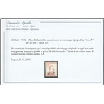 Italia 1923 -B.L.P. tipo Michetti 20 c. arancio con sovrastampa "BLP" del III tipo Cat. € 1625 (**)