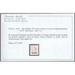 Italia 1923 - B.L.P. tipo Michetti 30 c. bruno arancio con sovrastampa "BLP" del III tipo Cat. € 350 (*)