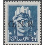 Italia 1944 - Repubblica Sociale Imperiale 35 c. azzurro con sovrastampa "G.N.R." in nero Errore di colore Cat. € 1650 (**)