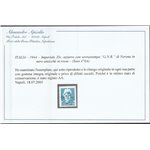Italia 1944 - Repubblica Sociale Imperiale 35 c. azzurro con sovrastampa "G.N.R." in nero Errore di colore Cat. € 1650 (**)