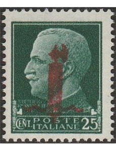 Italia 1944 - Repubblica Sociale Imperiale 25 c. verde con sovrastampa fascio tipo "L" in rosso Cert.: Biondi. Cat. € 240 (**)