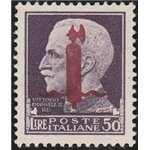 Italia 1944 - Repubblica Sociale Imperiale L. 50 violetto con sovrastampa fascio di Verona rosso Cat. € 650 (**)